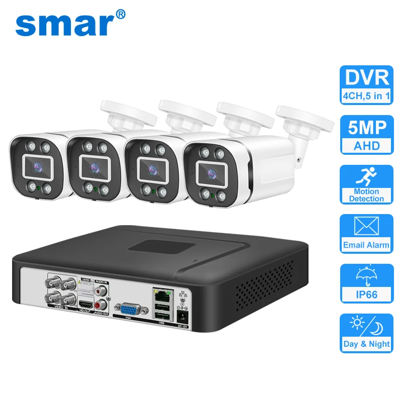 Smart Sicherheit Kamera System 4CH 5M-N HD DVR Kit CCTV 4PCS 5MP AHD Kamera Outdoor Home Security System video Überwachung Set Image