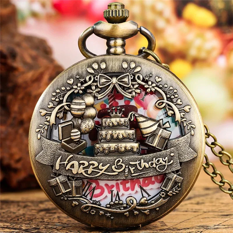 Vintage Bronze Halskette Geburtstags geschenk ausgehöhlte Kuchen Geschenk 3d geschnitzte Geburtstags geschenk für Kinder Image