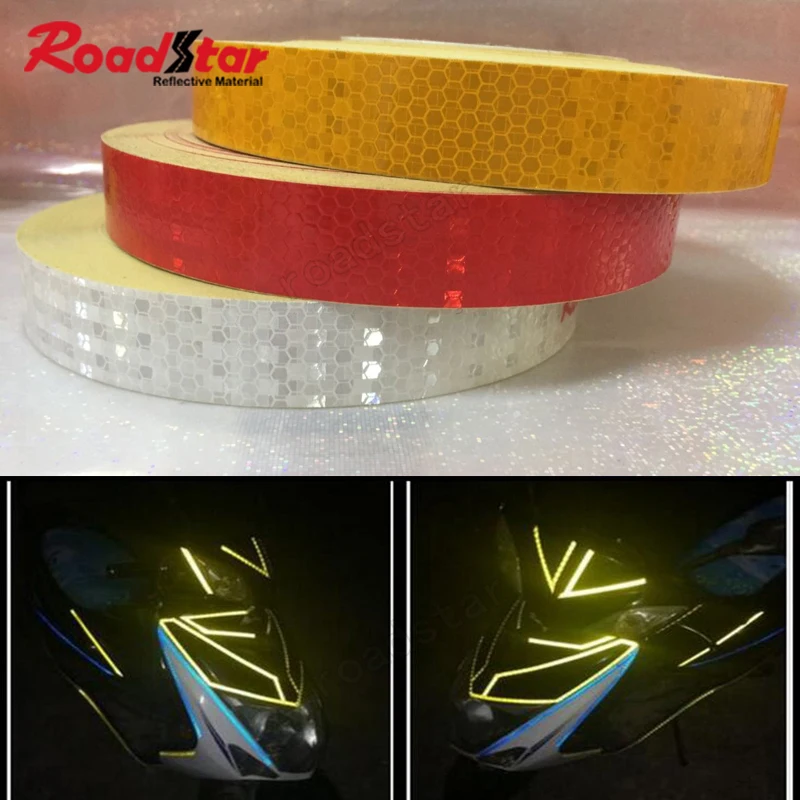 Roads tar 25mm x 25m gelb/rot/weiß reflektierende Klebeband aufkleber Auto-Styling selbst klebendes Warnband Image