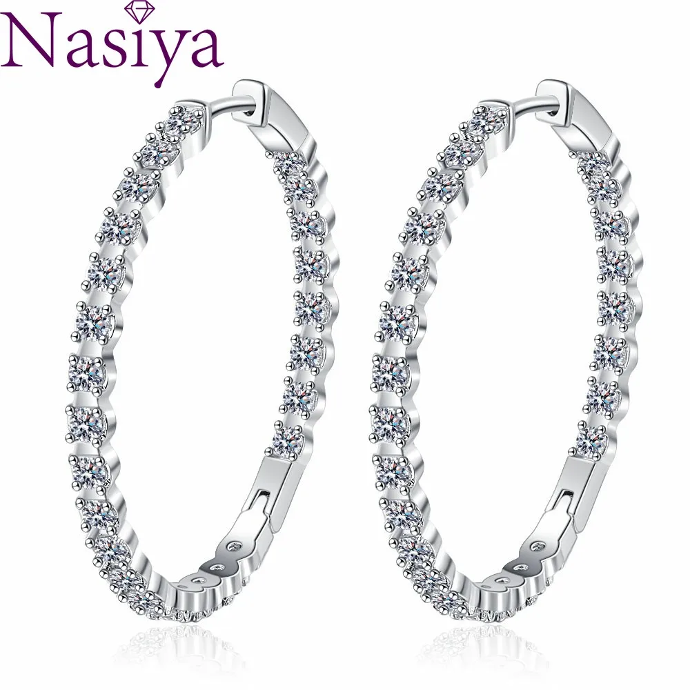 S925 Silber 39mm Großen Kreis Creolen Für Frauen Mode Hochzeit Edlen Schmuck C Hoop Ohrring