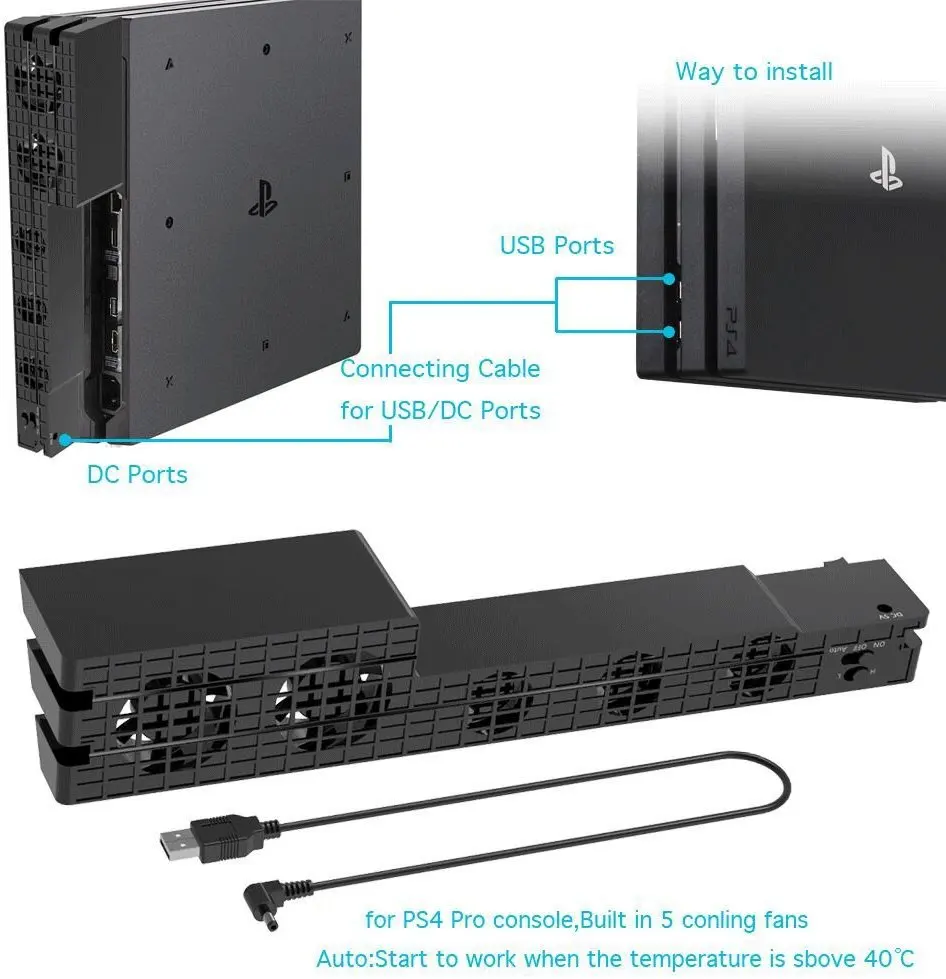 Kühlung Kühler DC 5 V Für Sony PS4 Pro Slim Playstation Play Station PS4 Spielkonsole Lüfter Kühlschrank USB Tragbare belüftung