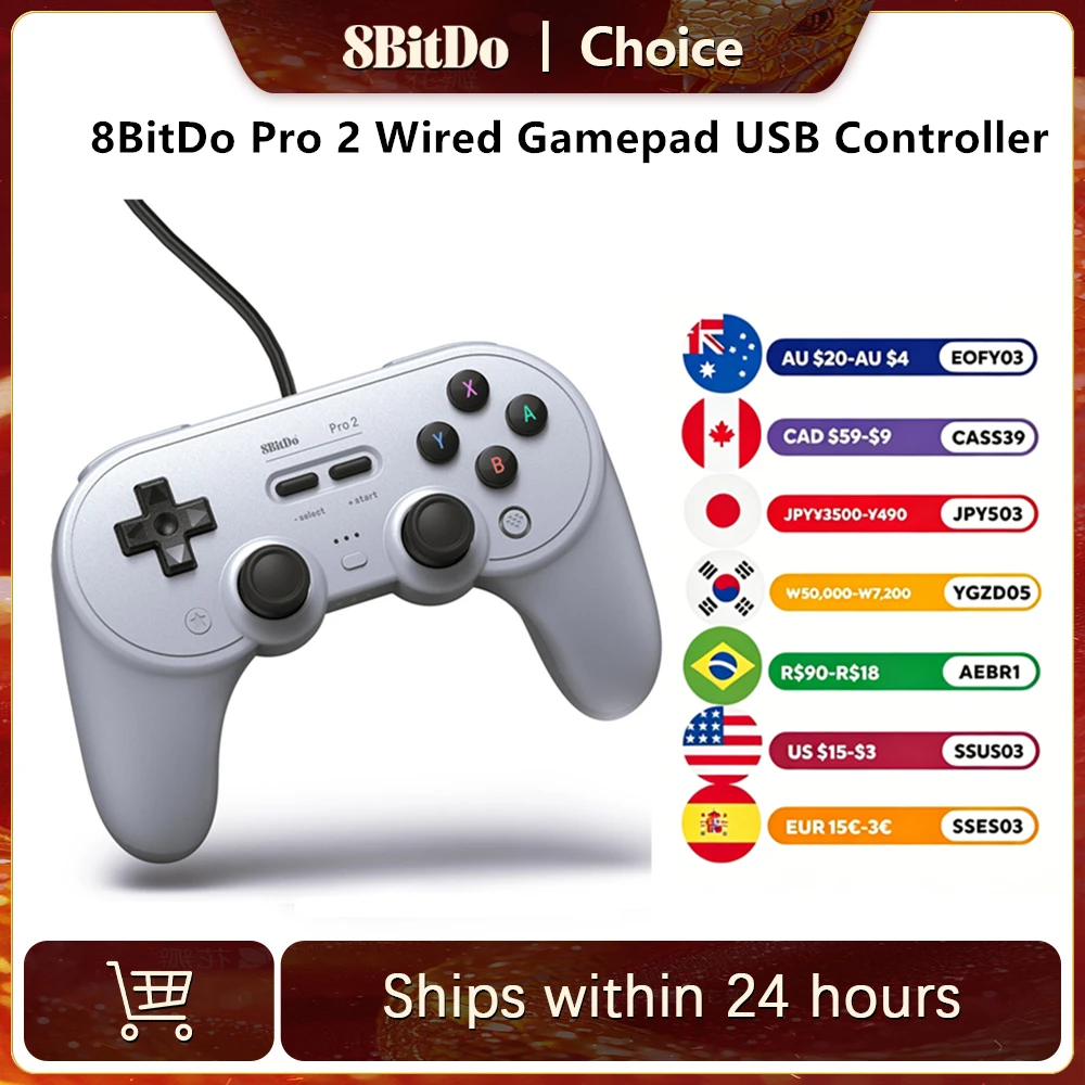 8BitDo Pro 2 Wired Gamepad USB Controller für Nintendo Switch Windows Steam Raspberry Pi NS Switch Game Control Image
