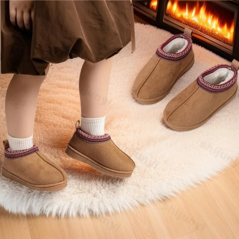 Winter Baby Warme Schnee Stiefel 2025, Neue Mode kinder Stiefeletten Mädchen Low-top Baumwolle Schuhe Jungen Plüsch wildleder Kurze Stiefel Image