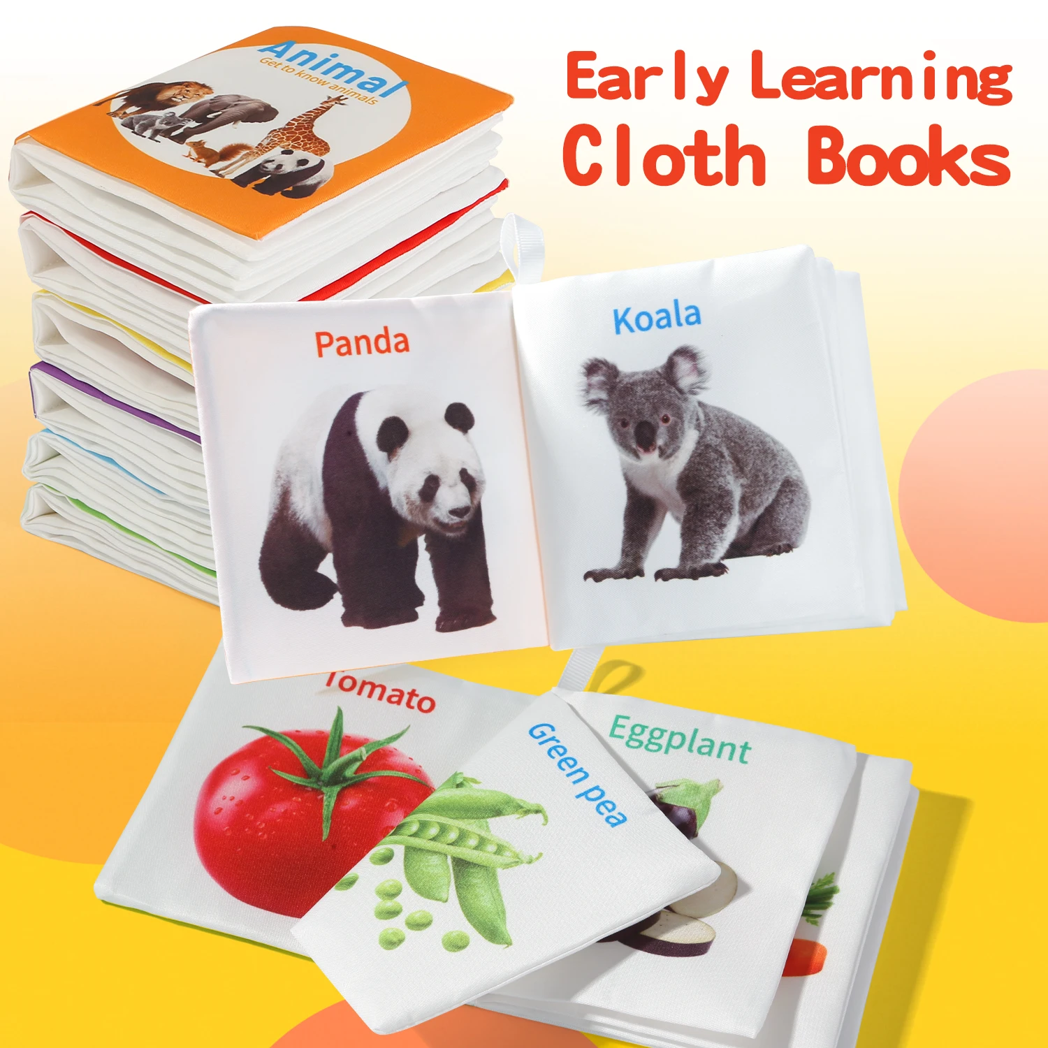 Baby-Aufklärungsbuch mit sechs Seiten, 0–6 Monate, verdicktes, waschbares Soundpapier + Touch-Griff, visuelle Touch-Aufklärung für Neugeborene, Kogniti Image
