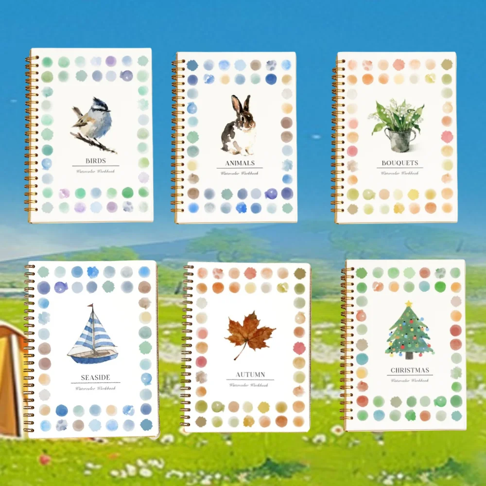 Ein spezielles Aquarell-Malbuch mit Tiermotiv. Ein Malbuch mit einer Kollision von Mustern und Aquarellen Image