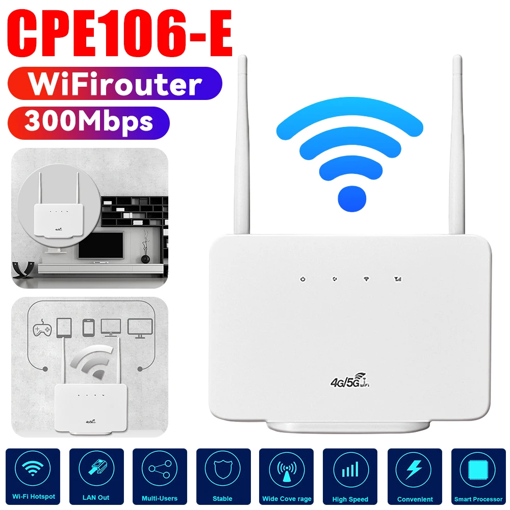 4G LTE WLAN-Router 300 Mbit/s CPE106-E WLAN-Router Modem Outdoor-Reise Mobiler Hotspot mit SIM-Kartensteckplatz und externer Antenne Image