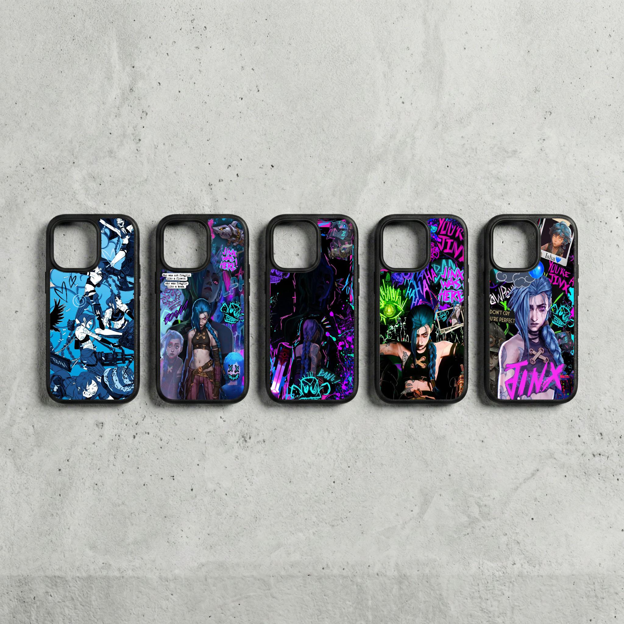 Custodia per telefono League of Legends Arcane Jinx per iPhone 17 16 15 14 13 12 11 Pro Max, Samsung S25 S24 S23 S22