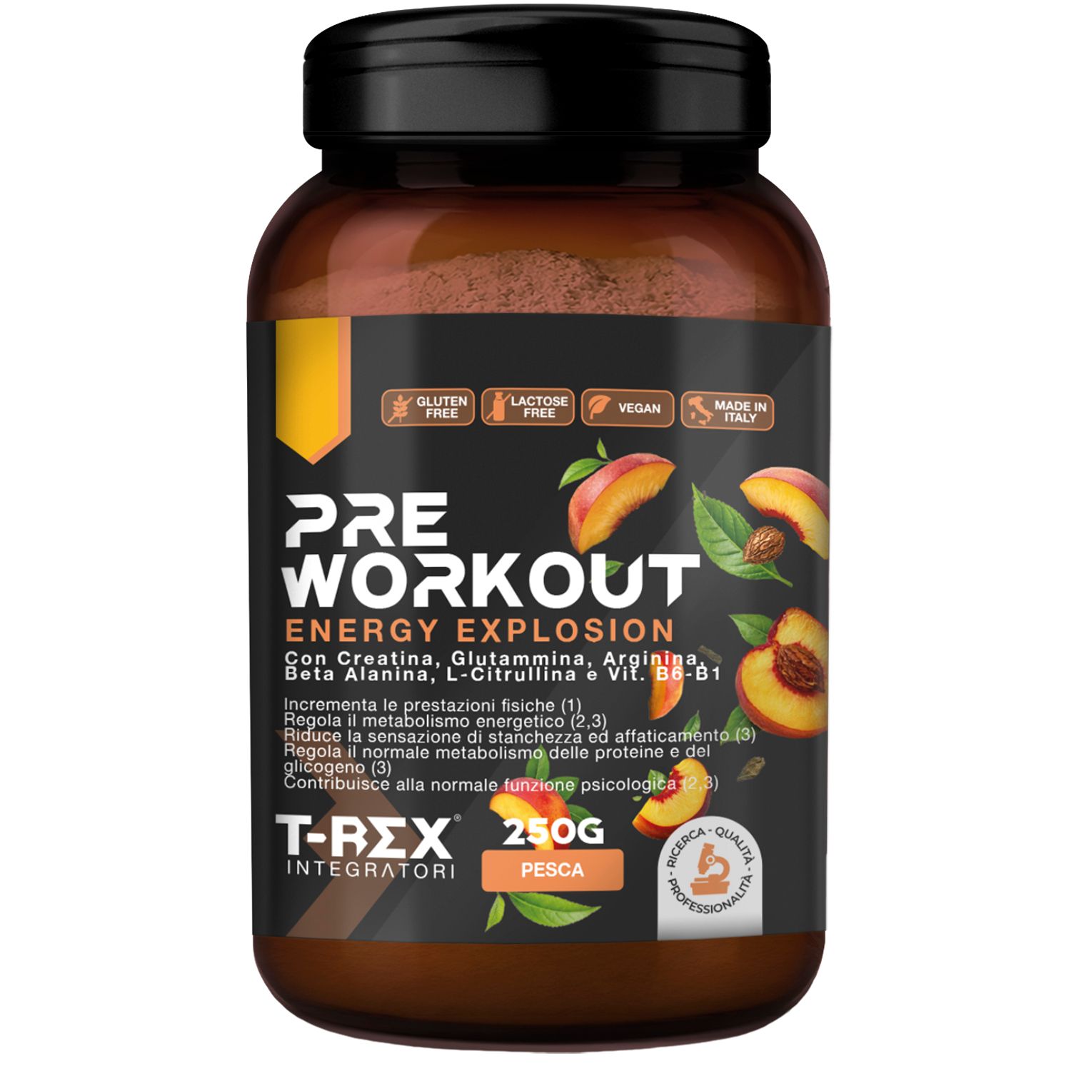 T-Rex Integratori Pre Workout pesca 250 g Polvere