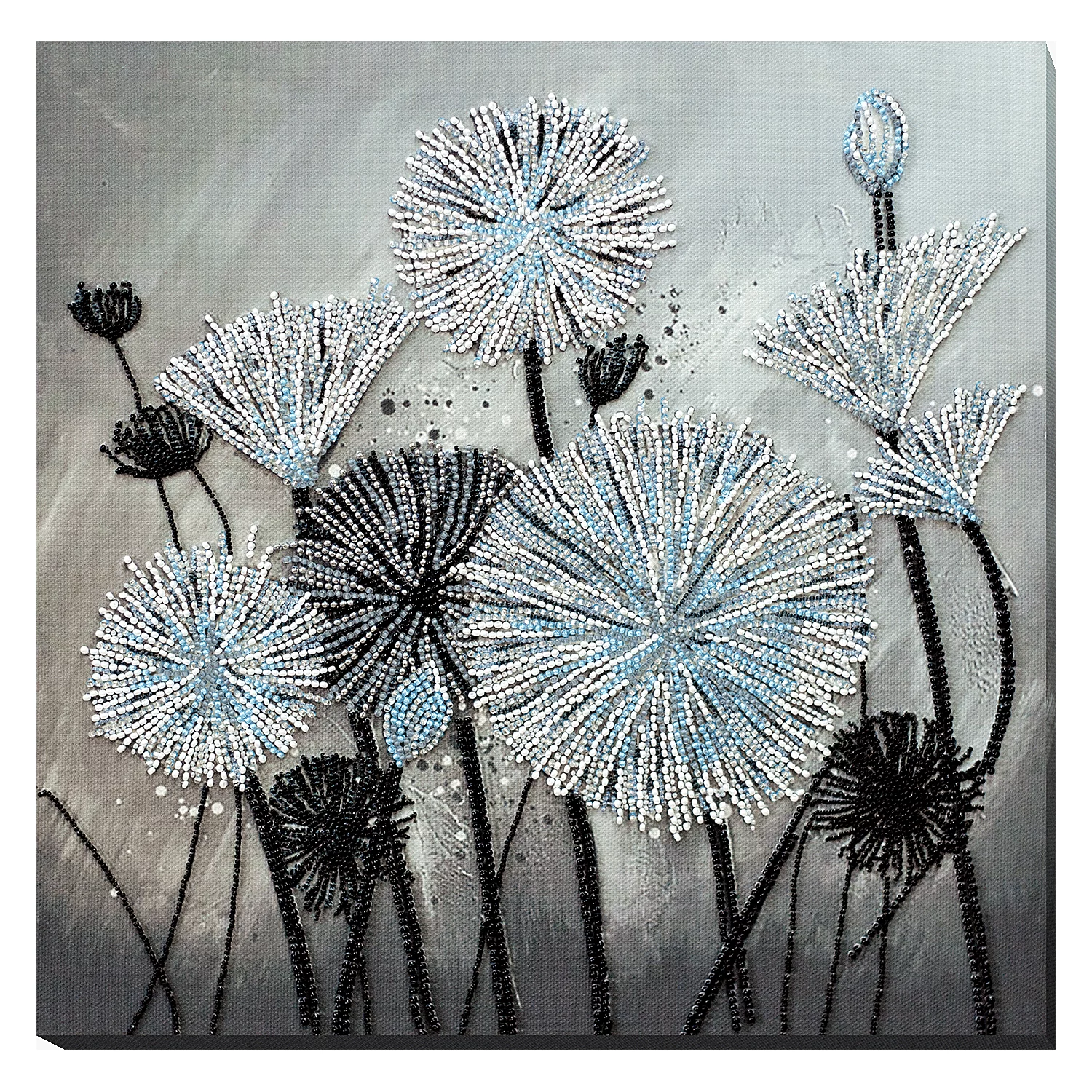 Perlen-Stickbild Pusteblume abstrakt, 30 x 30 cm