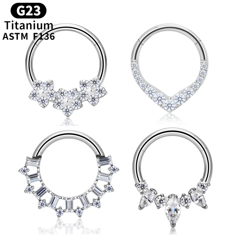 Neue G23 Titan Ohr Helix Piercing CZ Wassertropfen fächerförmige Ohrring Knorpel Conch Tragus Piercing Septum Nasenring Schmuck Image