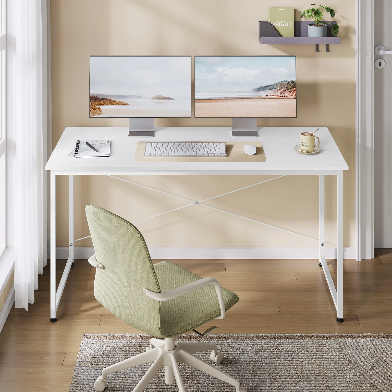 WOLTU Moderner Computertisch mit Metallrahmen, Büro-Schreibtisch, Gaming-Tisch, großer Büro-Arbeitsplatz für das Schlafzimmer im Home-Office