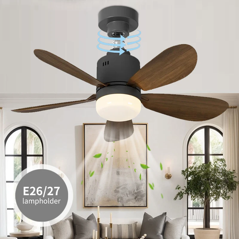 E27-Fassung Deckenventilator mit Beleuchtung, Abnehmbar, Fernbedienung, Deckenventilator mit Licht für Wohnzimmer und Schlafzimmer