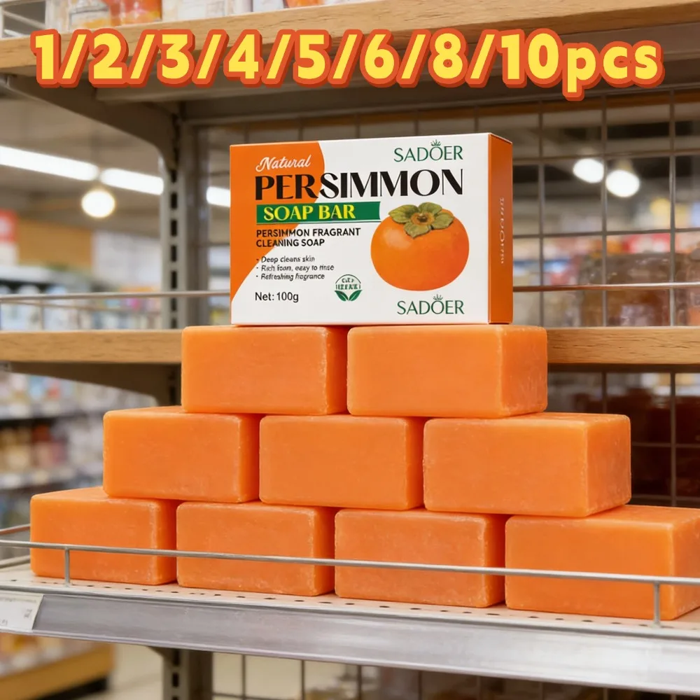 Persimmon-Seifenstück mit Persimmon-Extrakt für Männer und Frauen, sanft zu allen Hauttypen, desodorierende Seife, handgemachte Frucht-Duschseife Image
