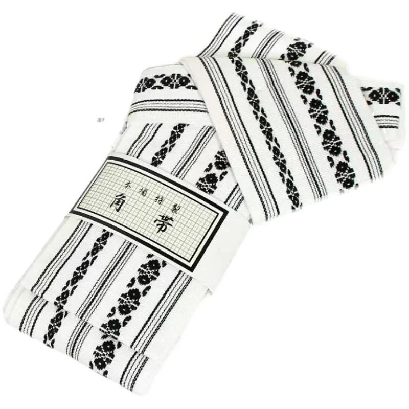 Formaler Obi-Gürtel für japanische Herren – Kaku Obi aus strukturierter Baumwolle für Kimono/Yukata, traditioneller Bund mit authentischem Design Image