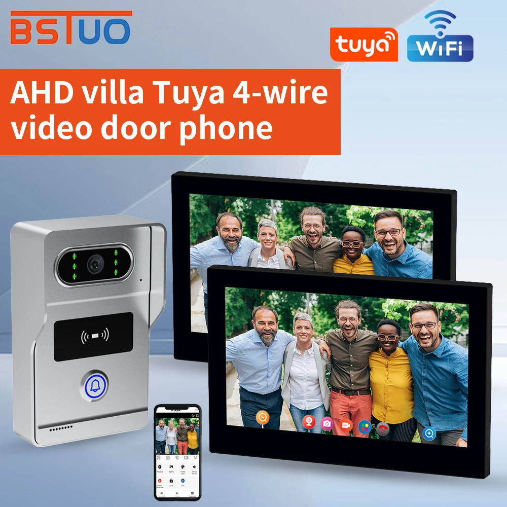 Tuya 7 Zoll Video-Türsprechanlage, RFID-Türklingel mit Kamera, Monitor, Sprech-App, entsperren HD-Nachtsicht für Villa, Wohnung Image