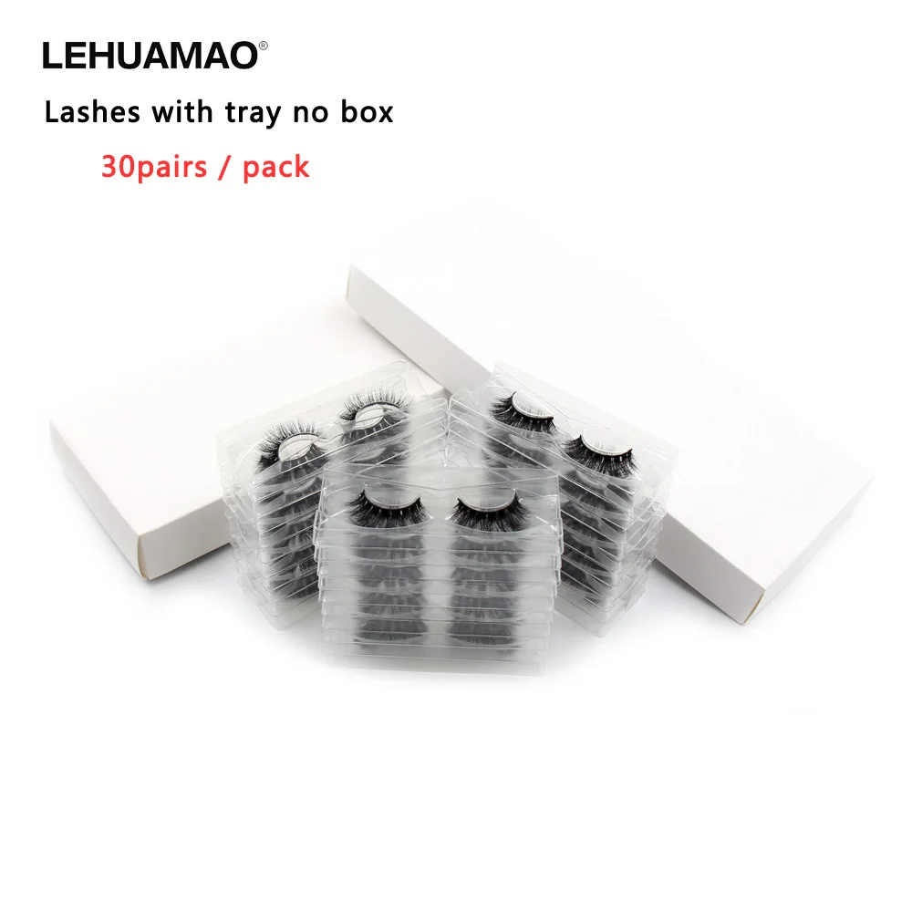 30 paare/paket Wimpern 3D Nerz Wimpern Mit Tablett Keine Box Hand Made Voll Streifen Wimpern Nerz Falsche Wimpern Make-Up wimpern flauschigen Image