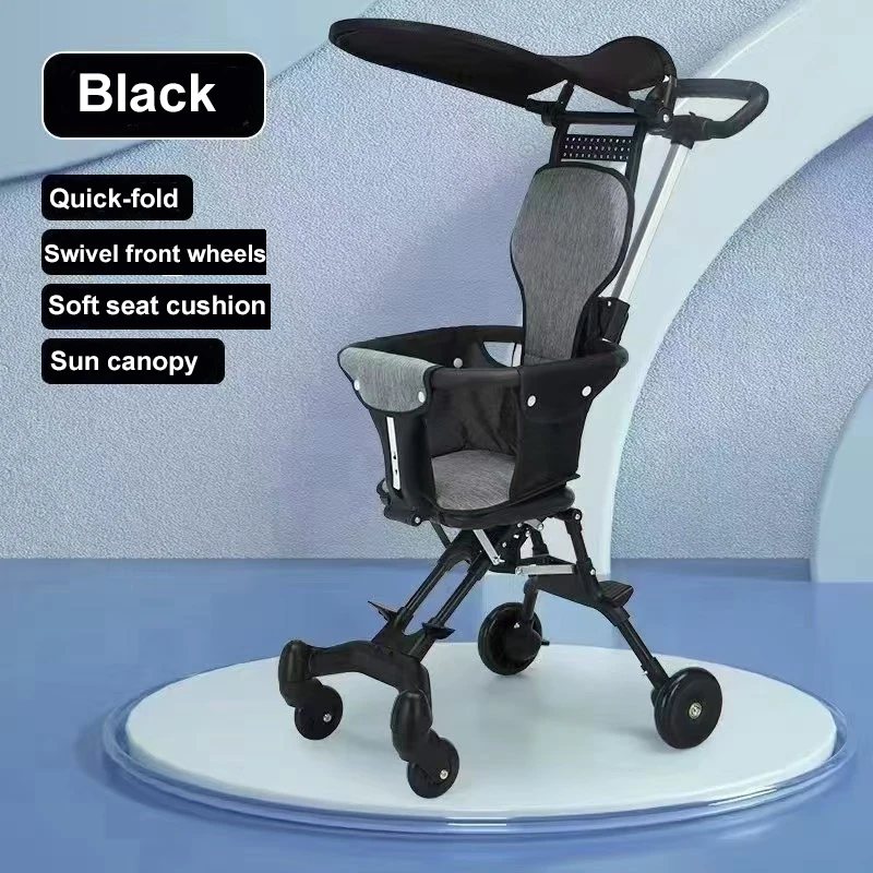 Ein-Klick-Faltbarer Kinderwagen Leichter Kleinkind-Buggy Beidseitig Nutzbarer Kinderwagen mit Verdeck Image