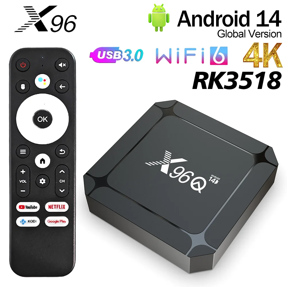 Original X96Q RK3518 Android 14 TV BOX 4K USB3.0 4K WIFI6 Youtube Netflix Streaming Media Player Android TV Image