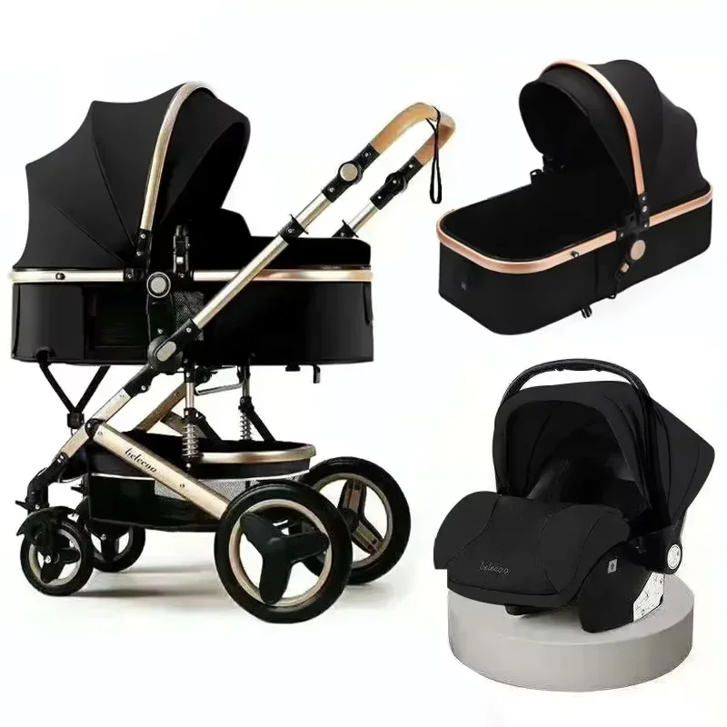 Kinderwagen 3-in-1 mit Autositz 530D Kinderwagen abnehmbarer Schlafkorb Zwei-Wege-Reisewagen Hochwertiges Belecoo Image