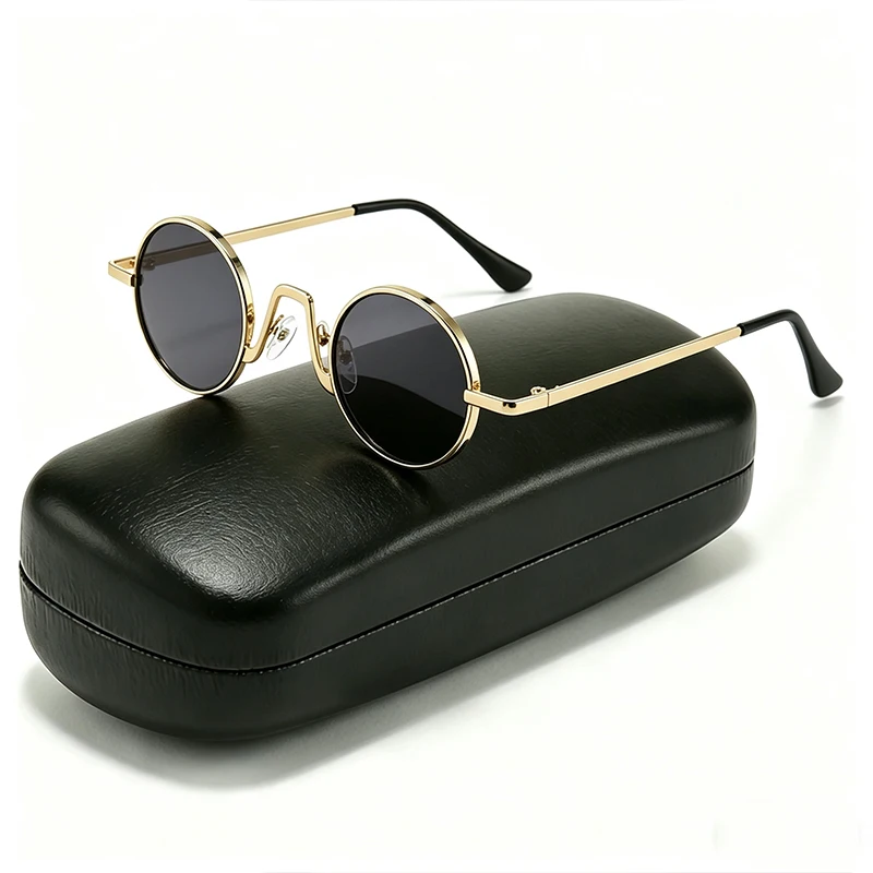 Retro Steampunk Runde Sonnenbrille für Herren und Damen, Modische Vintage Klassische Kleine Kreisförmige UV400 Metallrahmen Sonnenbrille 2026 Image