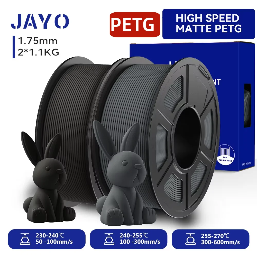 JAYO PETG & High-Speed Matt PETG 3D-Filament 1,75mm 30mm/s - 600mm/s Druckbereich Hochfließendes Schnelles PETG-Druckerfilament für 3D Image