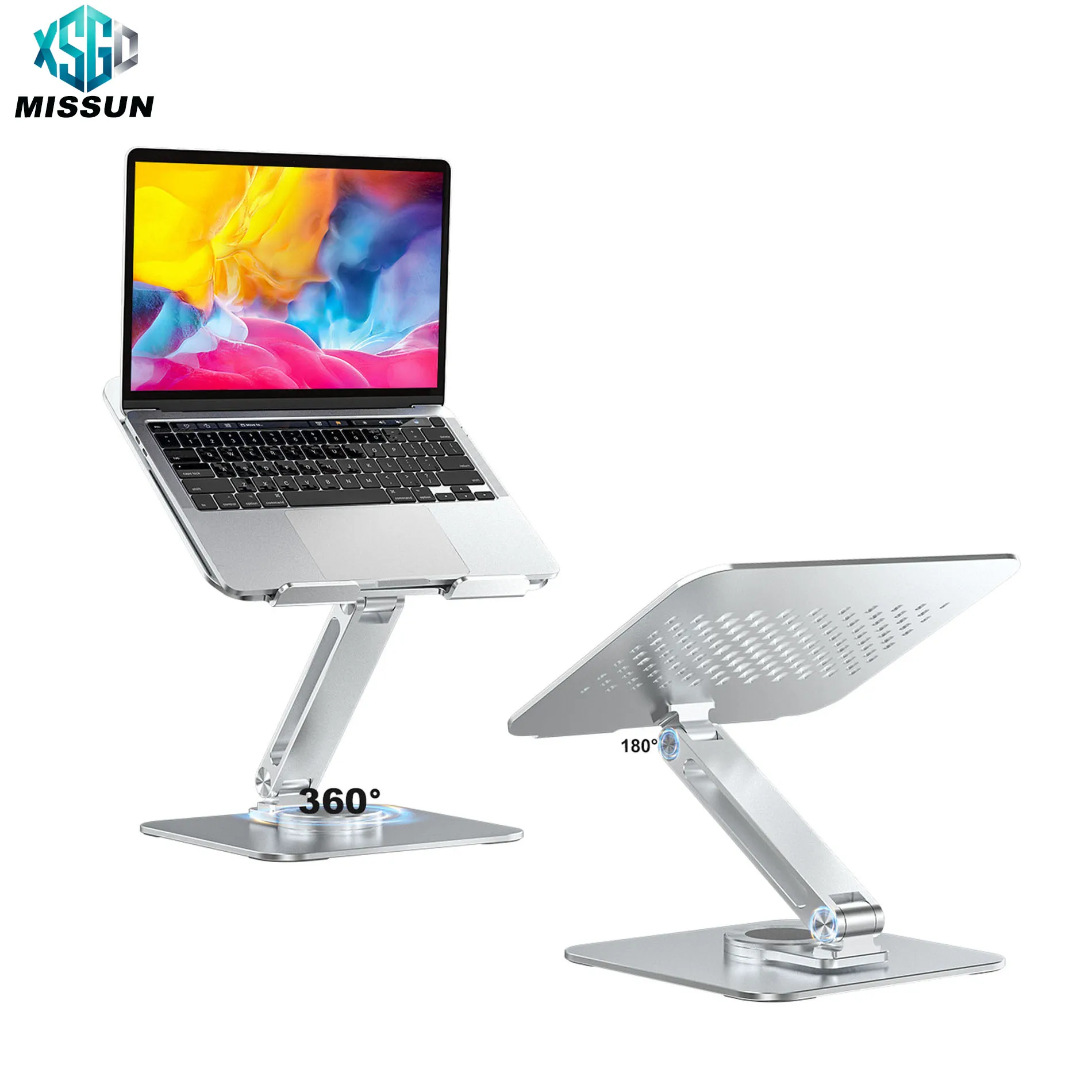 MISSUN 360 ° Drehbarer Tablet-Ständer für iPad, Verstellbarer Faltbarer Tablet-Halter, Aluminium-Handyhalter Kompatibel mit iPad Pro/Air Image
