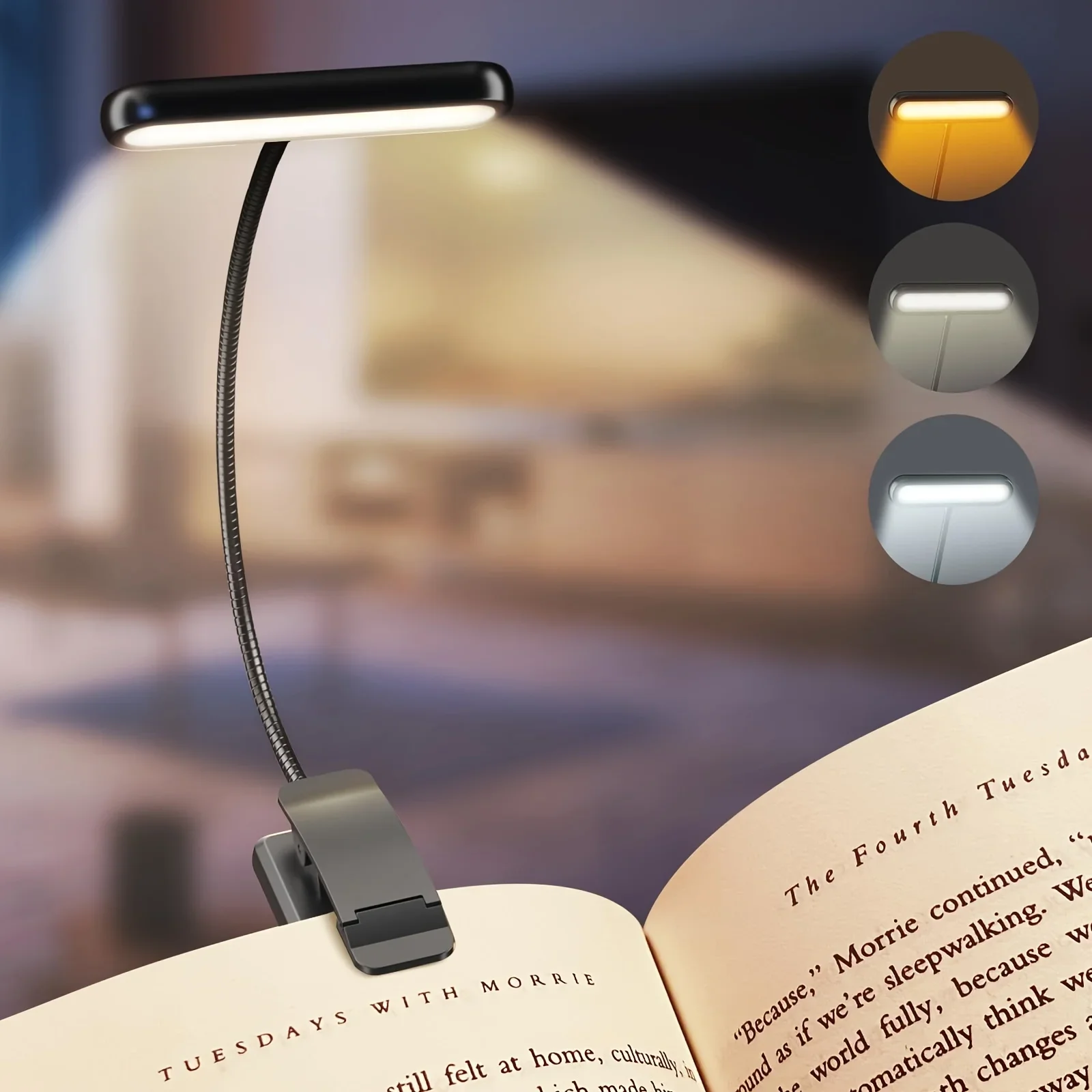LED-Klemmleuchte für den Schreibtisch, Studentenwohnheim, Schlafzimmer, Schreibtisch, Nachttischlampe, Augenschonende Kleine Schreibtischlampe, Schwarz