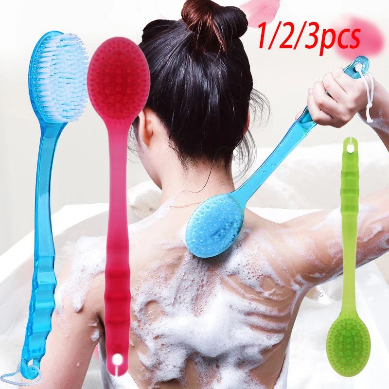 1 Stück Langstielige Badebürste mit weichen Borsten, Rückenbürste, Badezimmer-Körperbürste, Rückenwäscher, Dusch-Massagebürste Image