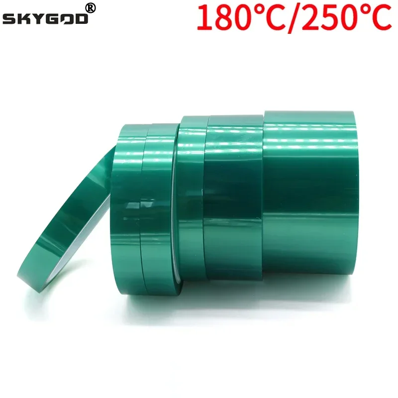 PET-Folienband, 3, 5, 10, 15, 20, 25, 30, 40, 50, 60, 80, 100 mm, grün, hochtemperaturbeständig, hitzebeständig, PCB-SMT-Beschichtung, Isolationsschutz Image