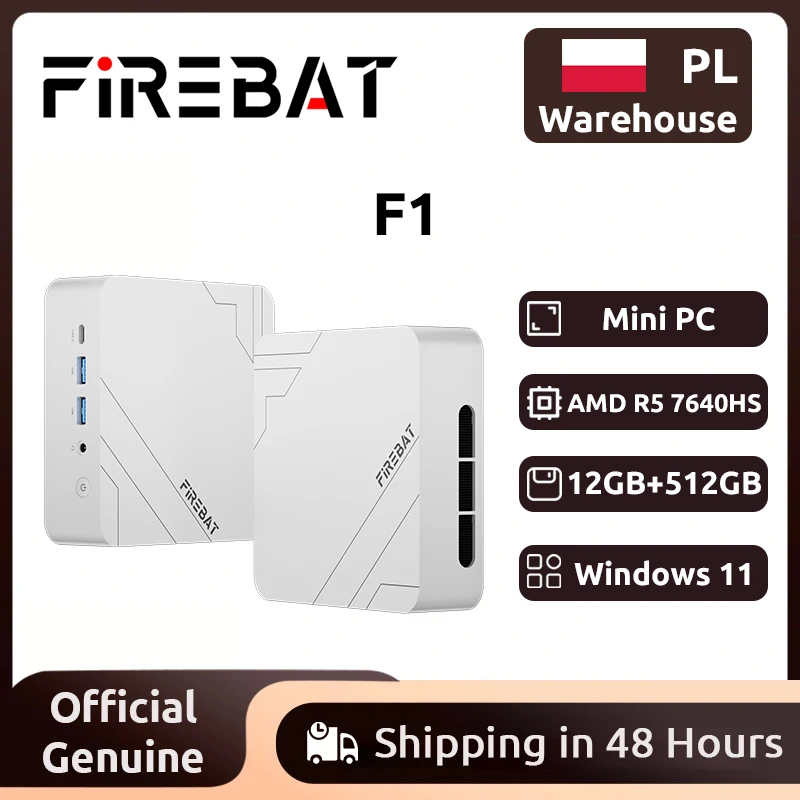 Firebat F1 Mini-PC AMD Ryzen 5 7640HS 12GB DDR5 512GB SSD Windows 11 Wi-Fi 6 BT5.2 USB4.0 Gaming Desktop Mini-Computer