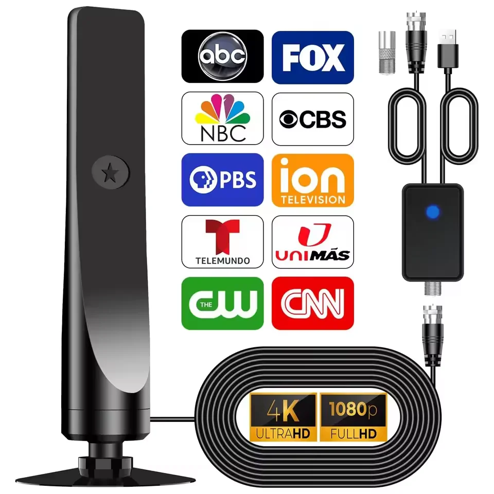 TV-Digitalantenne mit Signalverstärker, HD-Antennenunterstützung, 4K 1080P VHF/UHF-TV-Antenne, 25 DBI, 50 Meilen Reichweite für Smart Digital TV Image