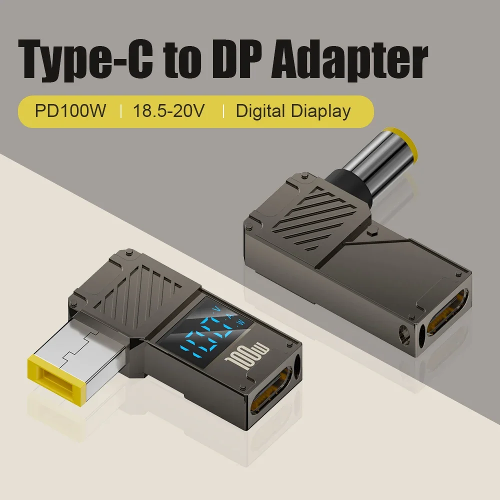 PD100W Typ-C zu DC-Stecker Konverter USB-C zu DC Laptop-Ladeadapter Stromladegerät Anschlusstip für Lenovo Thinkplus HP DELL