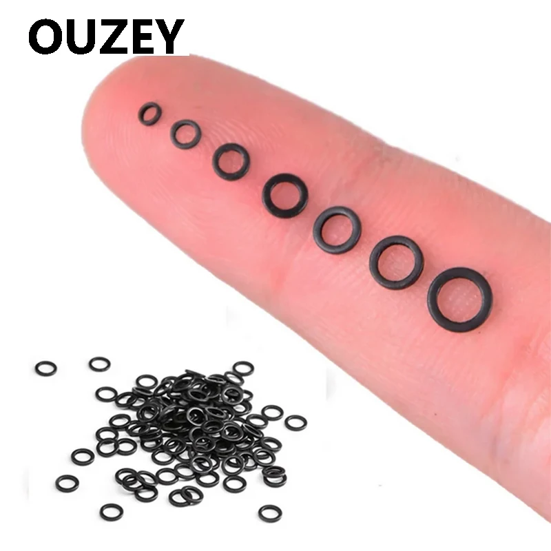 OUZEY 100Pcs Karpfen Angeln Runde Stecker Rig Ring Edelstahl Schnell Ändern Matt Schwarz O ringe Angelgerät Zubehör Image