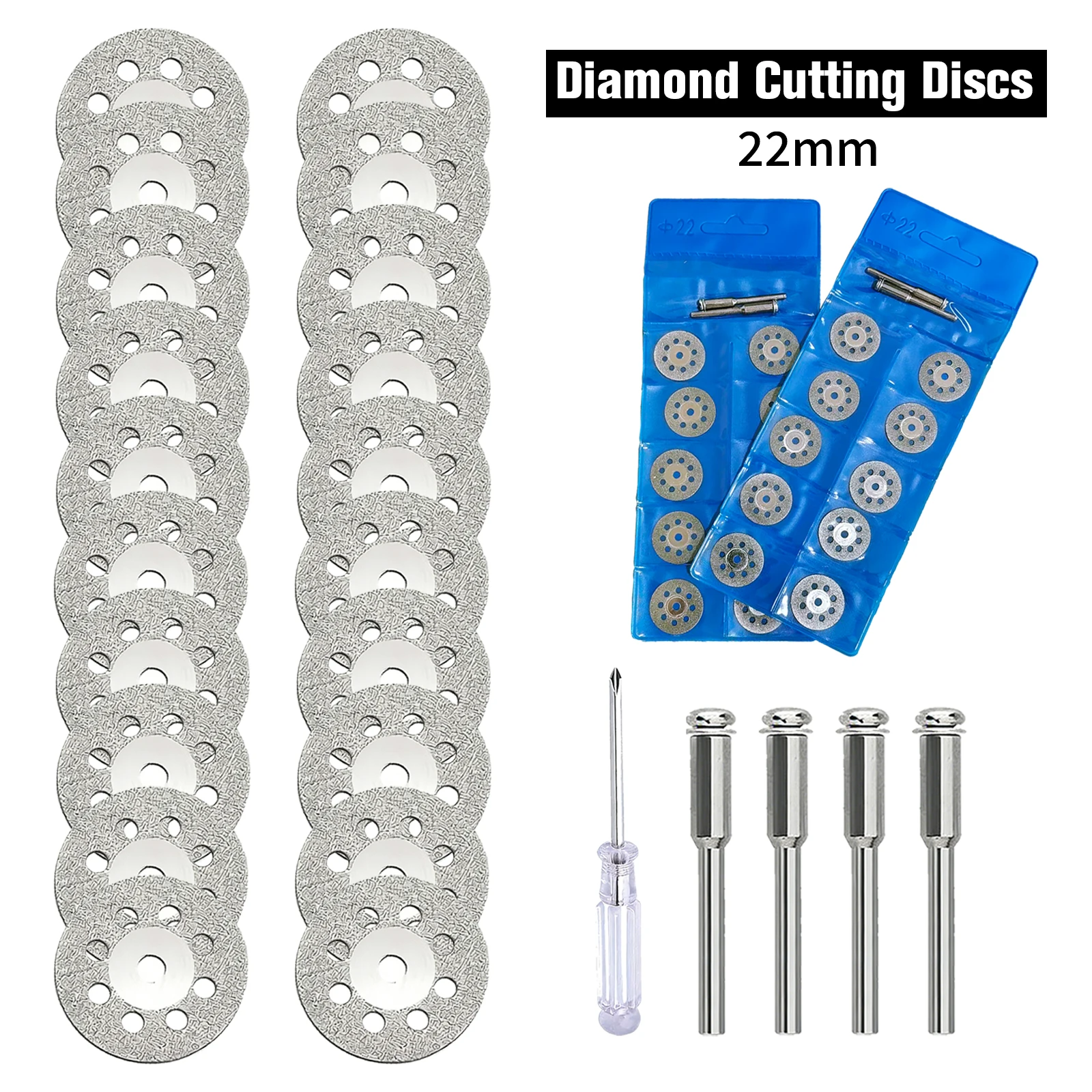 25 Stück 22 mm Diamant-Trennscheiben, 3 mm Dorn, Drehwerkzeug-Zubehör, Schneid- und Schleifwerkzeuge, Metallverarbeitung Image
