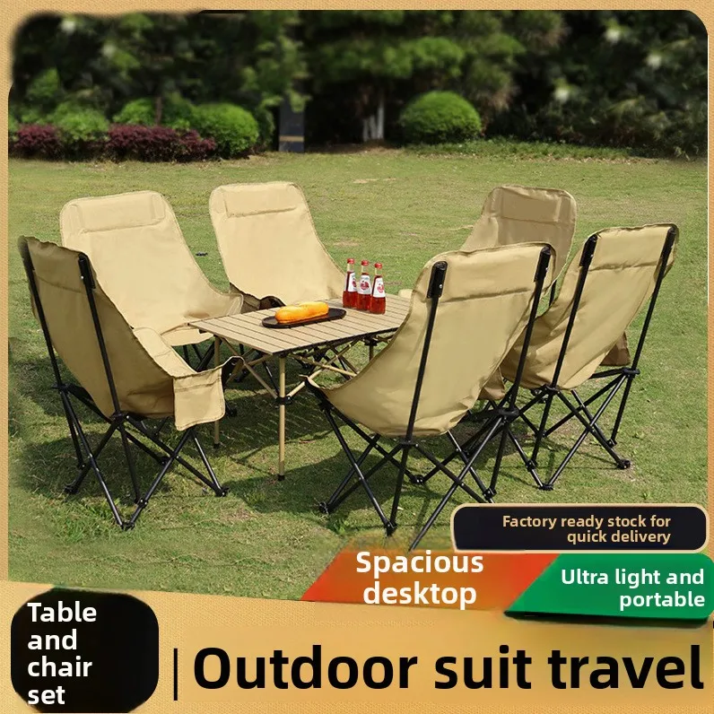 Klappbare Outdoor-Tische und -Stühle, Hochlehner-Mondstuhl, Tragbarer Freizeit-Angelstuhl, Camping-Lunchpausen-Liegestuhl