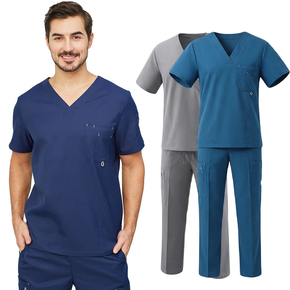 Konstruiert ™ Zahnarzt-Schrubb-Uniform-Set für Herren Chirurgische Pyjamas Antistatisch Langlebige Krankenhaus-Pflegekleidung 9901 Image