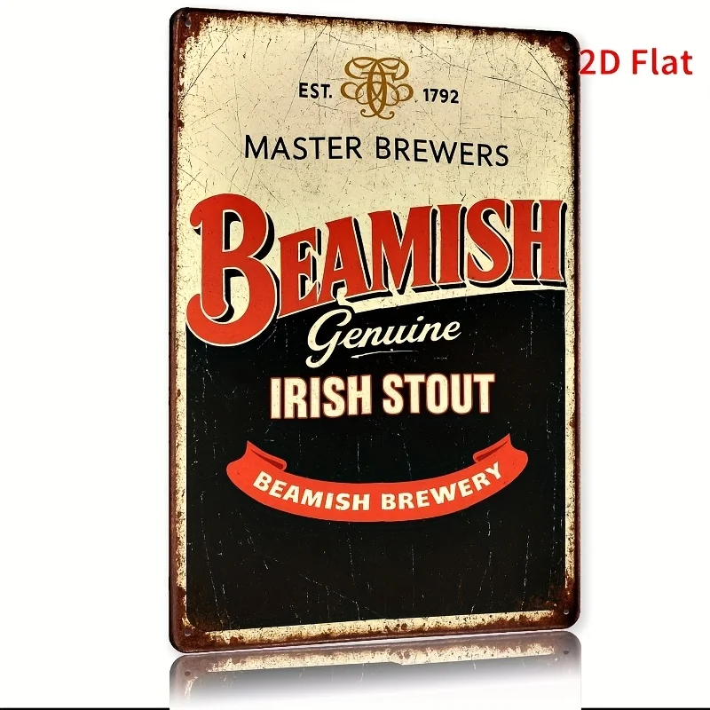 Hochwertiges Metall-Wandkunst-Schild: Vintage Retro Biermeister Beamish Echter Irischer Stout Geprägtes Blechschild - 3D-Erhöht Image