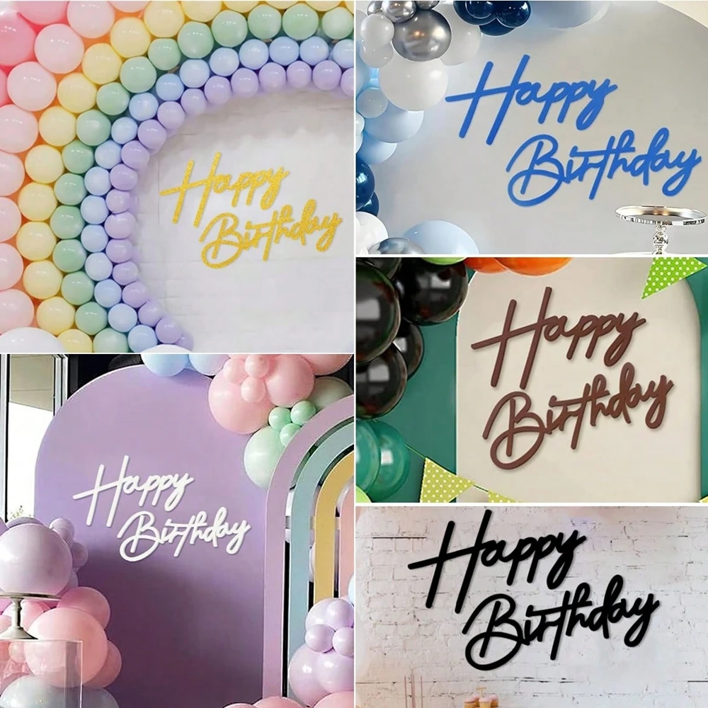 1 Stück Happy Birthday Hintergrund-Dekoration Filz-Geburtstagsschild für Ballonbögen Hintergrund-Deko Geburtstagsparty-Dekoration Foto-Requisiten Image