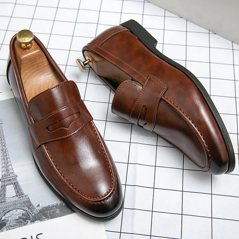 Scarpe eleganti da uomo, scarpe casual in pelle da uomo, classiche slip-on, scarpe da cerimonia, scarpe da matrimonio, mocassini da uomo