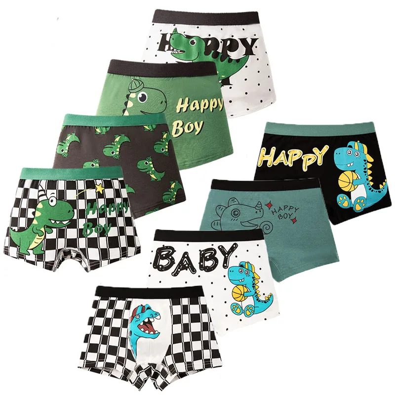 Multi pack Dinosaurier Muster Athflow Stil Jungen Boxer Slips Baumwolle Kinder Boxer atmungsaktive Kinder Unterwäsche für 3-12 Jahre alt Image