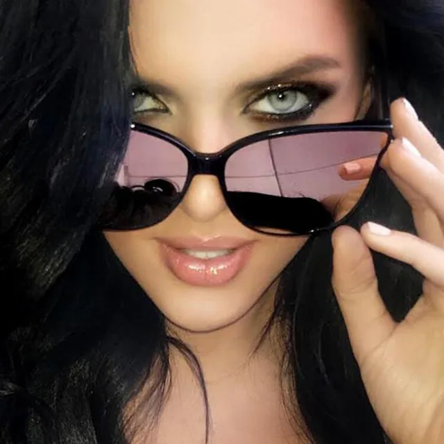 LONSY Retro Cat Eye Sonnenbrille Frauen Luxus Beschichtung Spiegel Runde Sonnenbrille Weiblich Vintage Brillen Übergroßen Männer Oculos De Sol
