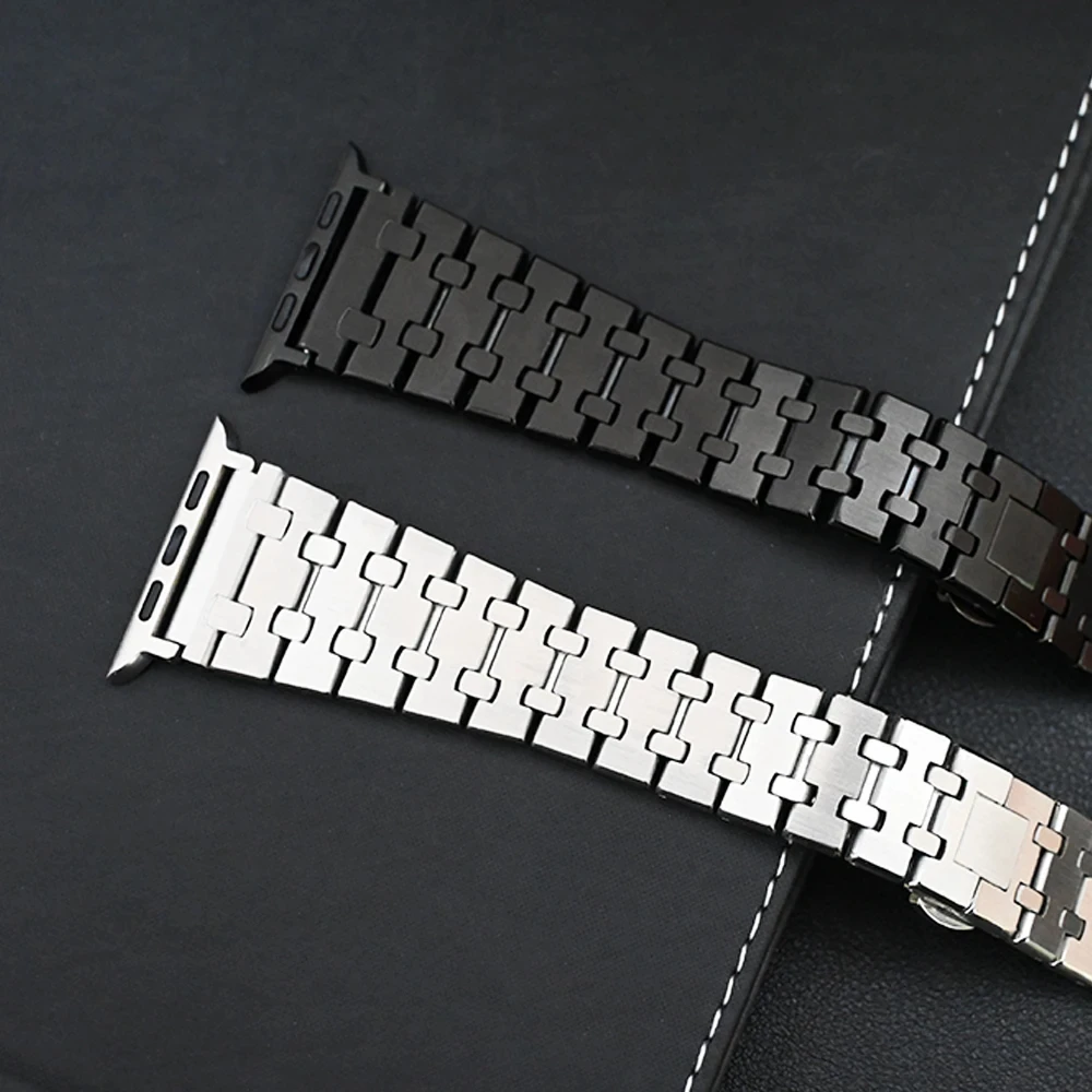 Edelstahlarmband für Apple Watch Band 45 mm Ultra 3 49 mm 44 mm 40 46 mm 42 mm 38 mm Metall-Uhrenarmband IWatch Serie 11 10 9 8 Se Image