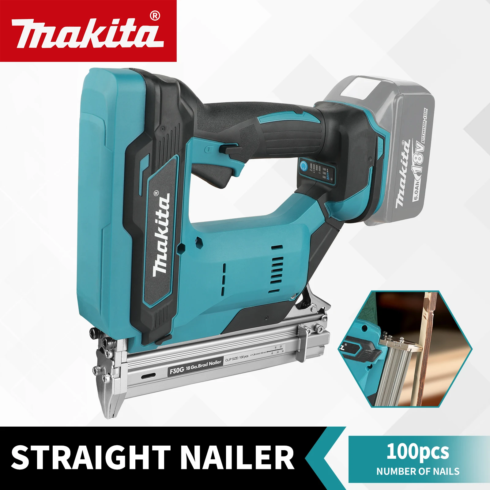 NEU 2026 Makita Akku-Nagelpistole Kabelloses Design ≤2,5m/s² Vibration 10-30mm Nagelgröße für Möbel- und Holzbefestigungsarbeiten Image
