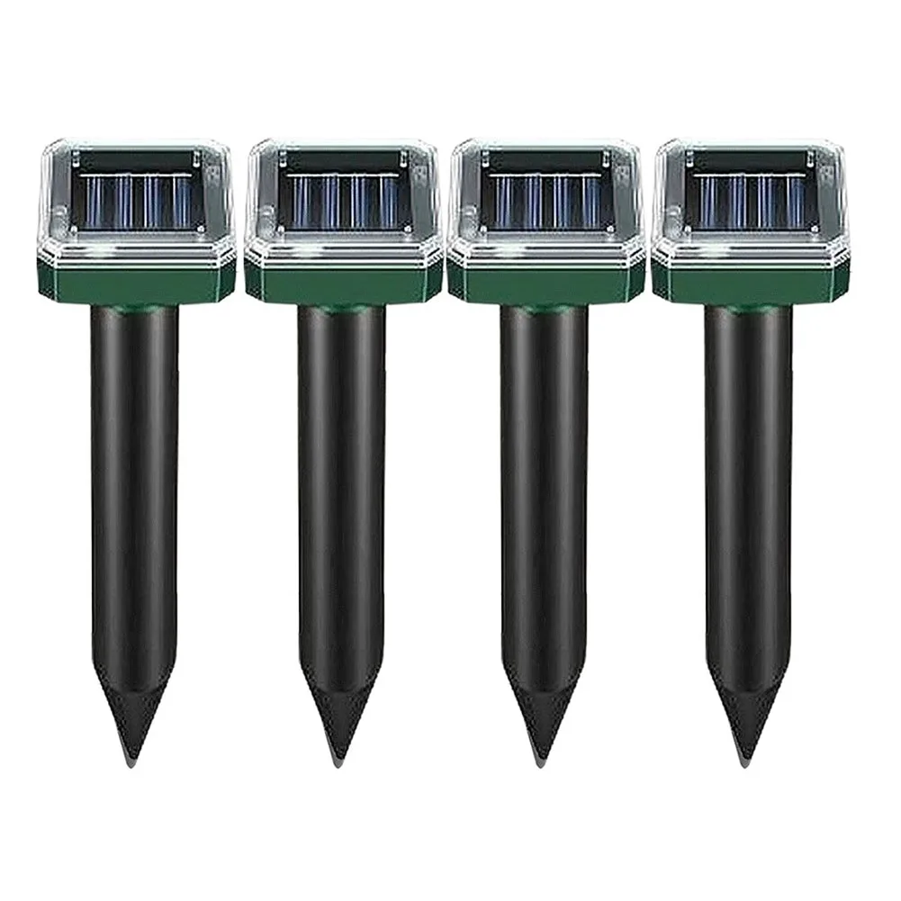 4 Stück Solar-Tierabwehrmittel, korrosionsbeständig, für den Außenbereich, Tierabwehr, simulierte seismische Welle, Schädlingsbekämpfung für Schlangen, Maus, Maulwurf, Vogel Image