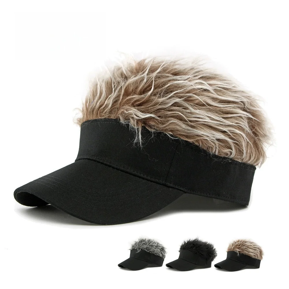 Streetwear Casual Camouflage Visor-Hut für Männer und Frauen, verstellbare Sonnenblende, Hip-Hop-Baseballkappe mit Spikes und Perücken Image