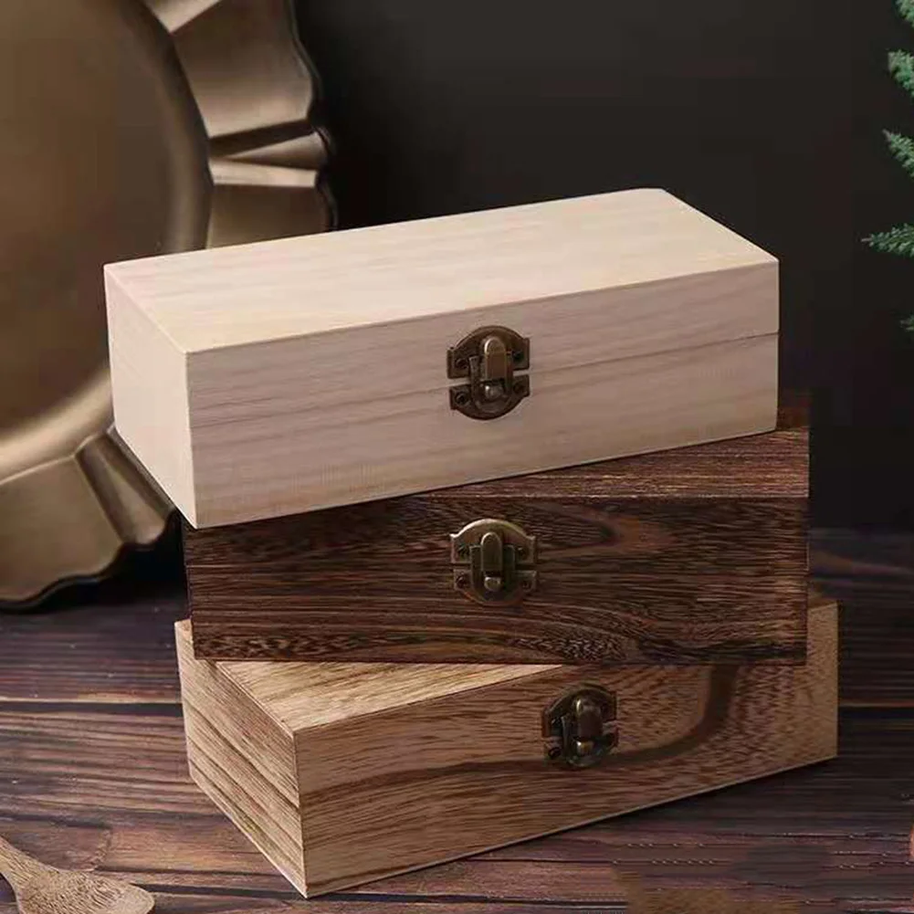 Rechteckige Aufbewahrungsbox aus Holz, Retro-Schmuckschatulle, Desktop-Organizer, Holz-Clamshell-Behälter, Geschenkbox aus Holz
