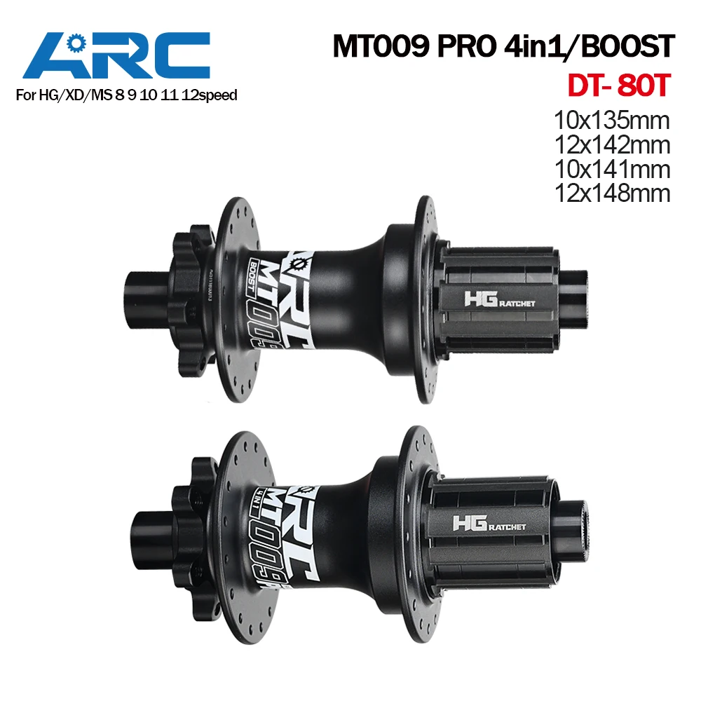 ARC 009 PRO BOOST 4-in-1 MTB-Nabe mit NBK-Lagern, Mountainbike-Nabe 135mm 142mm 148mm, Ratchet 80T Aluminiumlegierung für 8 9 10 11 12 Gänge Image