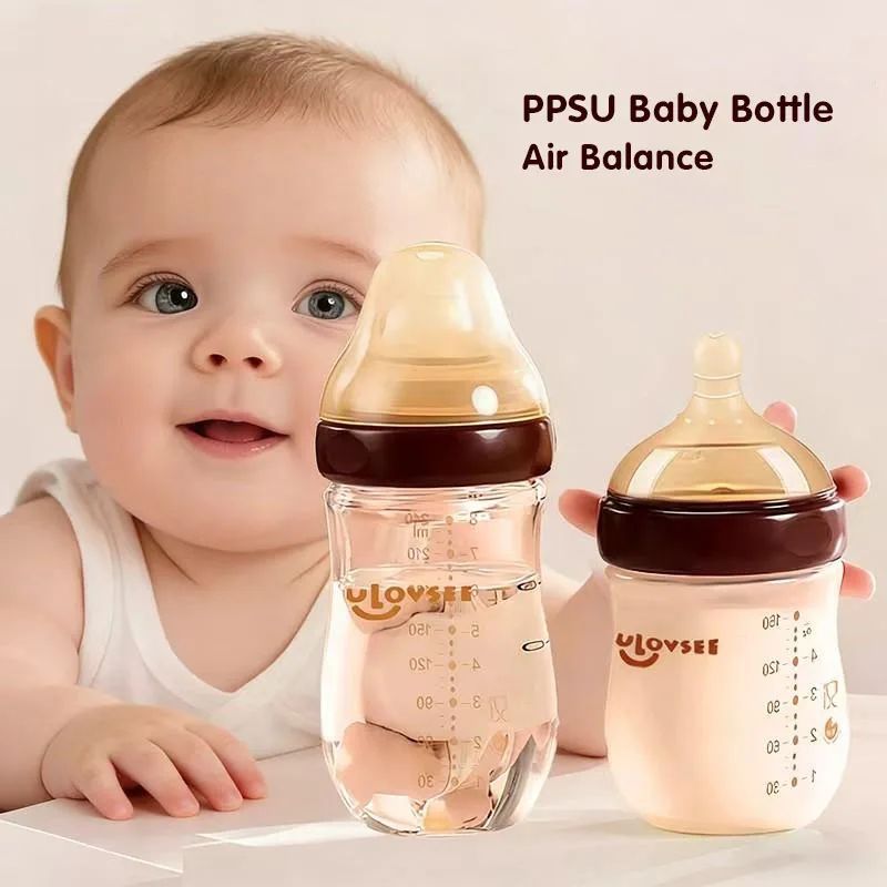 Neue 240ml/160ml PPSU Babyflasche, Weithalsflasche mit Luftausgleichsventil am Boden, Hitzebeständige Milchflasche Image