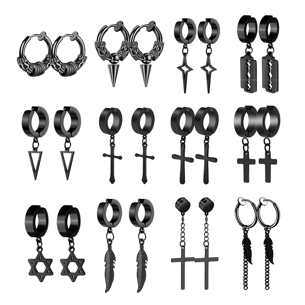 1 Paar modische Ohrclips mit Kreuz-Anhänger, nicht durchdringende Ohrringe, gefälschte Ohrringe, Geschenk für Männer und Frauen, Schmuck Image