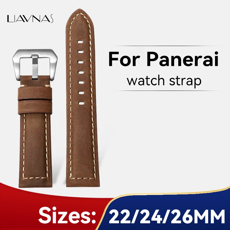 Echtleder-Uhrenarmband für Panerai, kompatibel mit Radiomir-Serie, Luminor-Serie, 22/24/24 mm Image
